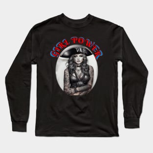 Girl power tattoed pirate queen Long Sleeve T-Shirt